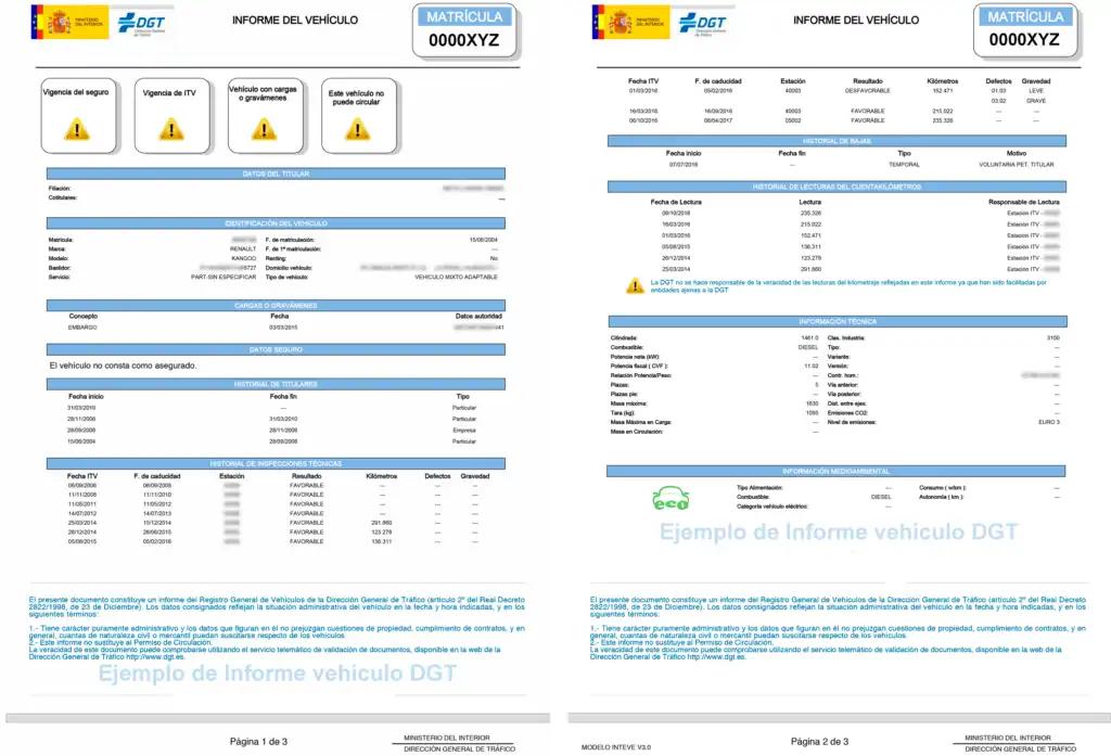 Ejemplo de informe de tráfico de la DGT