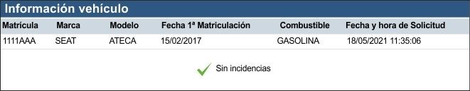 Ejemplo de informe reducido de la DGT
